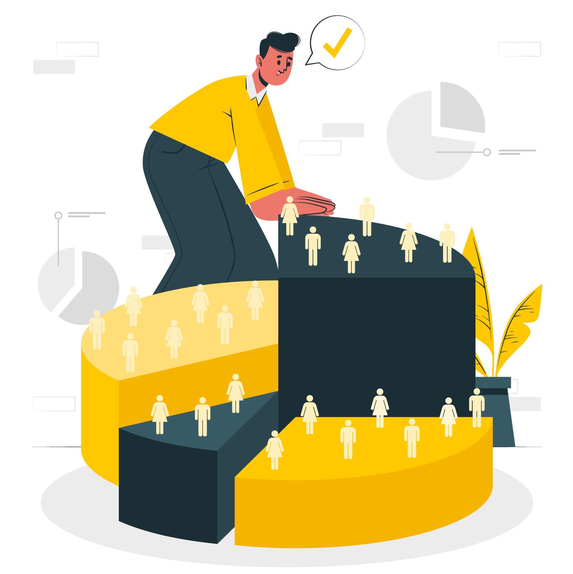 Illustration d'un individu qui segmente un graphique